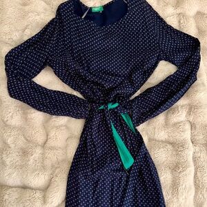 United Colors Of Benetton Navy Dress with Green Tie- NWOT